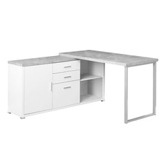 57" x 57" x 29.75" White Grey Silver Particle Board Hollow Core Metal  Computer Desk