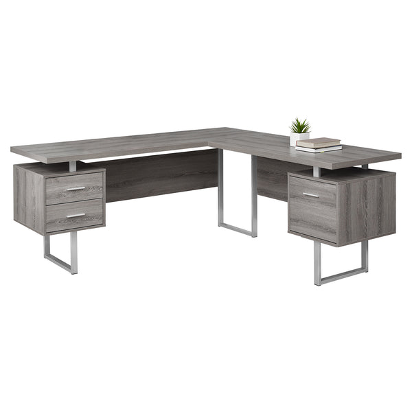 71" x 71" x 30" Dark Taupe  Silver  Particle Board  Hollow Core  Metal   Computer Desk