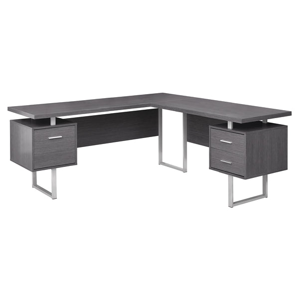 71" x 71" x 30" Grey  Silver  Particle Board  Hollow Core  Metal   Computer Desk