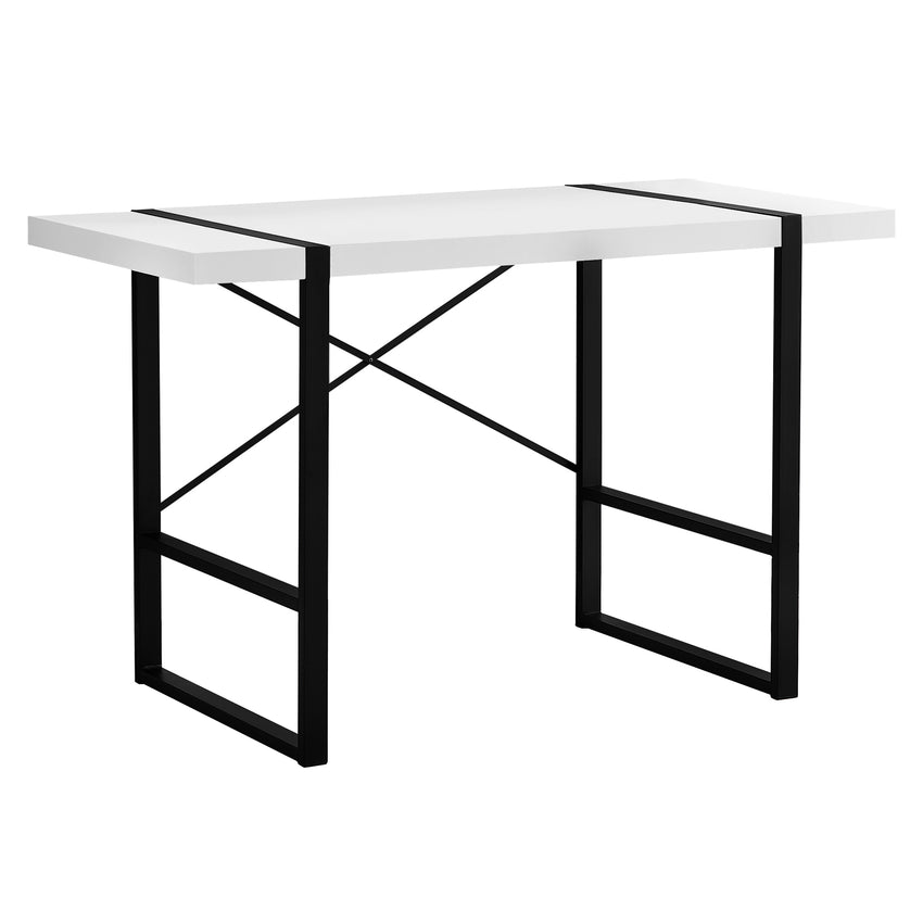 23.75" x 49" x 30" White Black Particle Board Hollow Core Metal  Computer Desk