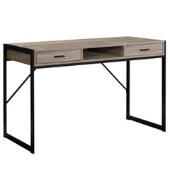 22" x 48" x 30" Dark Taupe  Black  Metal  Computer Desk