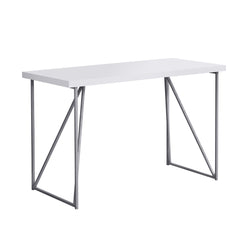 22" x 47.25" x 30" White Silver Metal Hollow Core Particle Board  Computer Desk