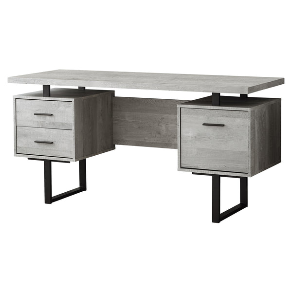 23.75" x 60" x 30.25" Grey Black Particle Board Hollow Core Metal  Computer Desk