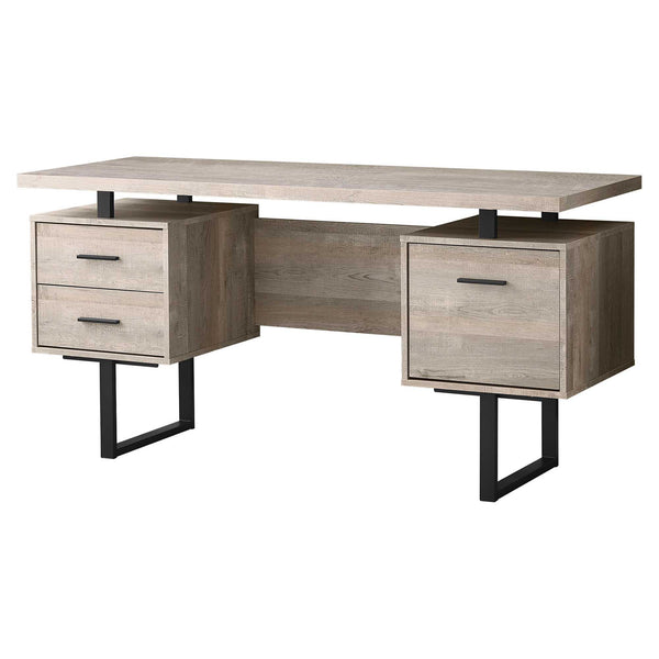 23.75" x 60" x 30.25" Taupe Black Particle Board Hollow Core Metal  Computer Desk