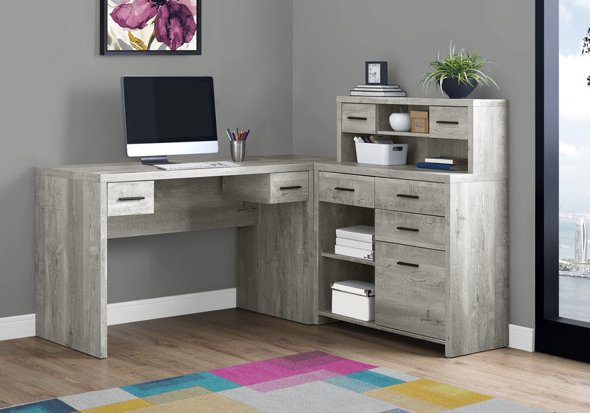 44.75" Grey Reclaimed Wood Particle Board  Laminate and MDF Computer Desk