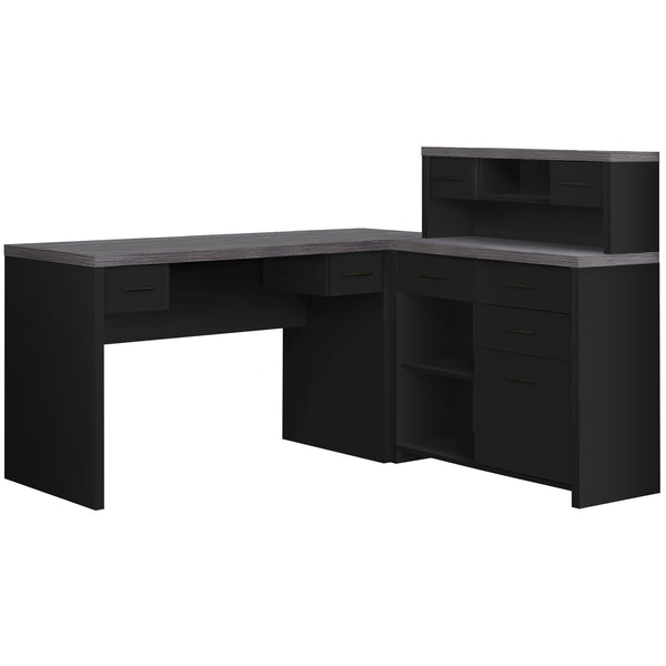 59" x 62.75" x 44.75" Black Grey Particle Board Hollow Core  Computer Desk