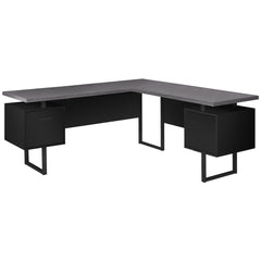 71" x 71" x 30" Black  Grey  Particle Board  Hollow Core  Metal   Computer Desk