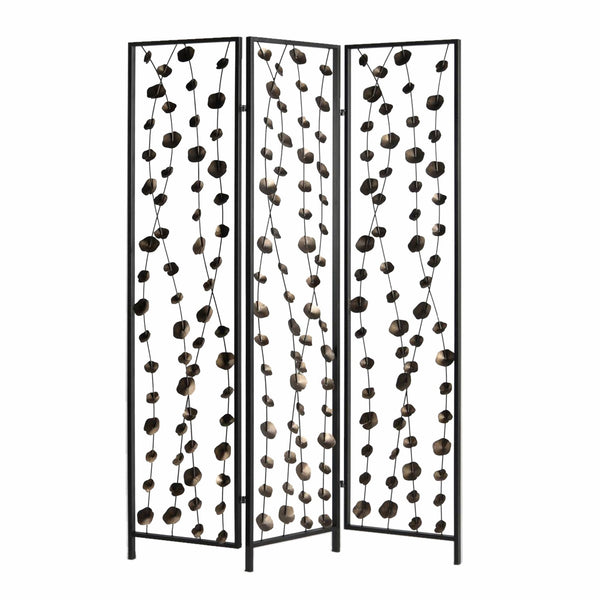 48 x 1 x 71 Gray And Bronze Metal Falling Blooms  Screen