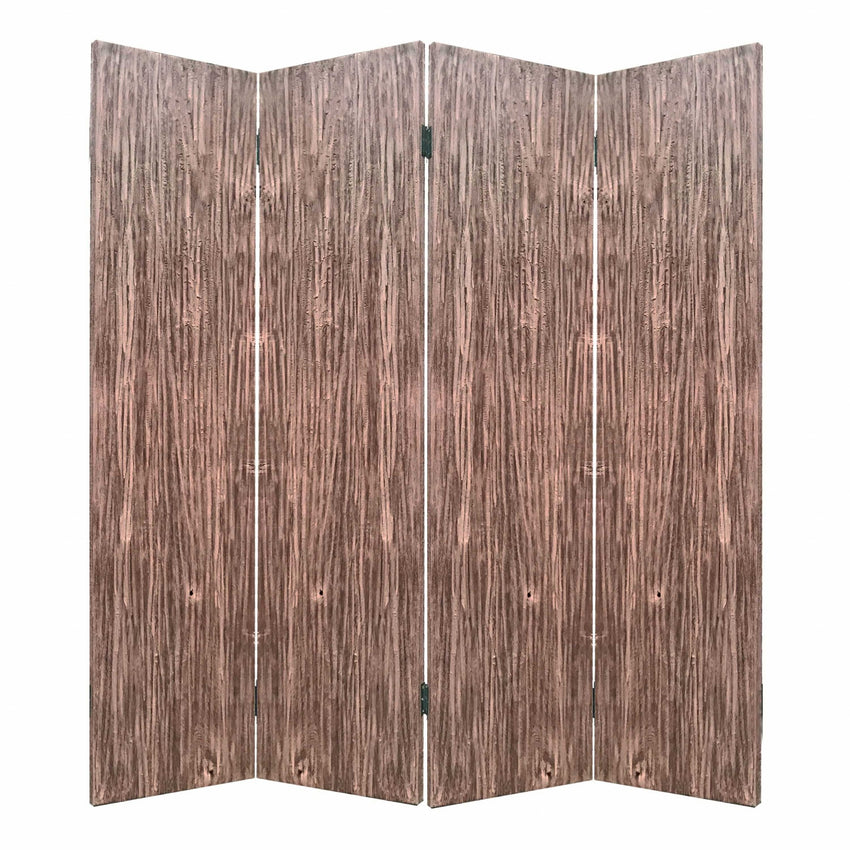 84 x 2 x 84 Brown 4 Panel Wood Woodland - Screen