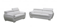 69" X 38" X 32to 39" Modern White Leather Sofa And Loveseat