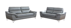 69'' X 36''  X 40'' Modern Gray Leather Sofa And Loveseat