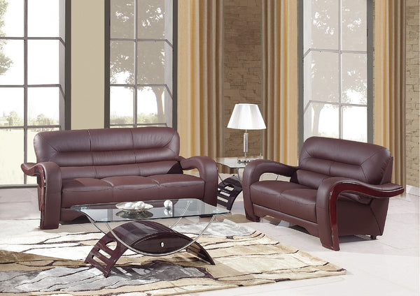 55.9'' X 35.8''  X 34.3'' Modern Brown Leather Sofa And Loveseat