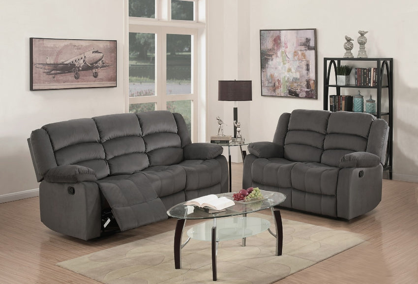 60'' X 35''  X 40'' Modern Gray Leather Sofa And Loveseat