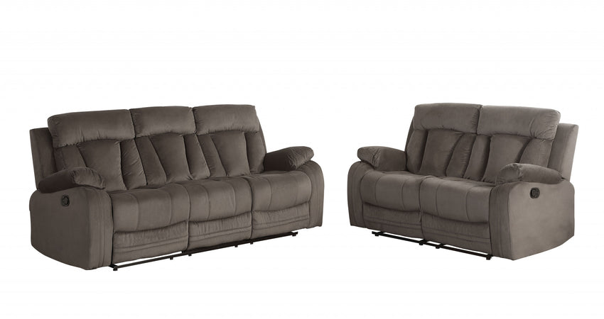 84" X 38" X 40"  Modern Brown Leather Sofa And Loveseat