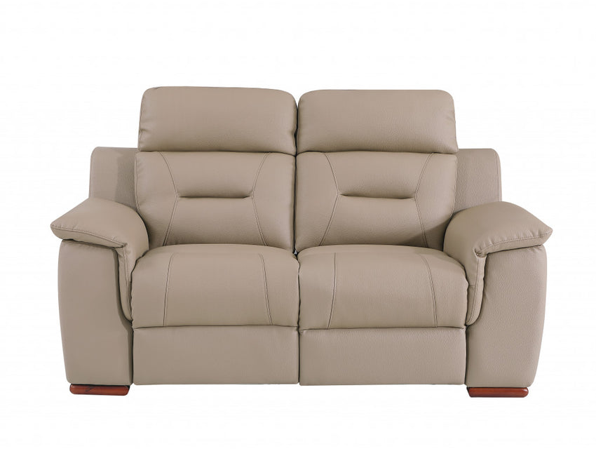 67'' X 41''  X 41'' Modern Beige Leather Loveseat