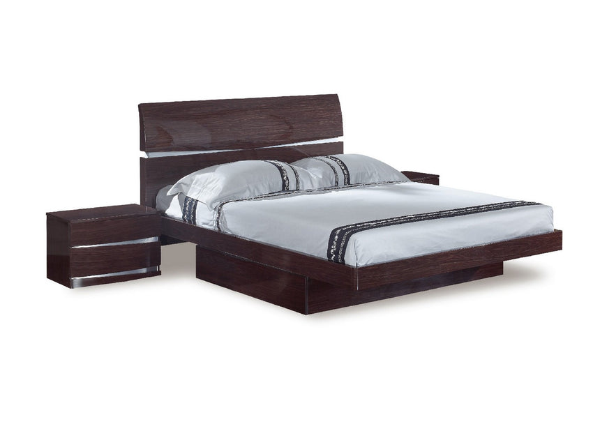 80'' X 79''  X 42.5'' Modern Eastern King Wenge High Gloss Bed