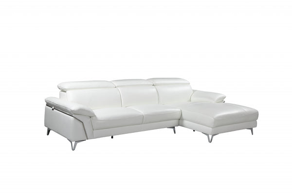 181'' X 41''  X 39'' Modern White Leather Sectional