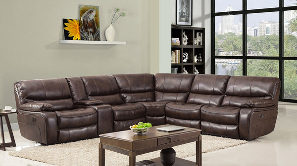 254'' X 41''  X 40'' Modern Dark Brown Leather Sectional With Power Recliners