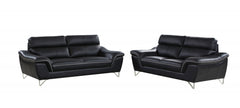 Set of Modern Black Leather Sofa And Loveseat