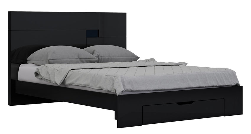 60" X 80"  X 43" 4pc Queen Modern Black High Gloss Bedroom Set