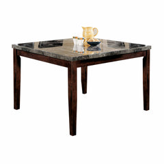 54' X 54' X 36' Black Marble Walnut Wood Counter Height Table