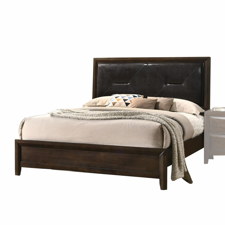 80' X 83' X 52' Black PU Walnut Wood Upholstered HB King Bed