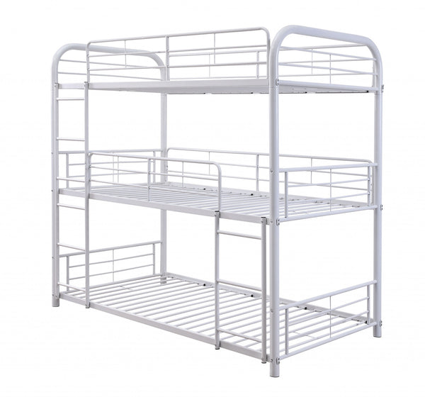 42' X 79' X 74' White Metal Triple Bunk Bed - Twin