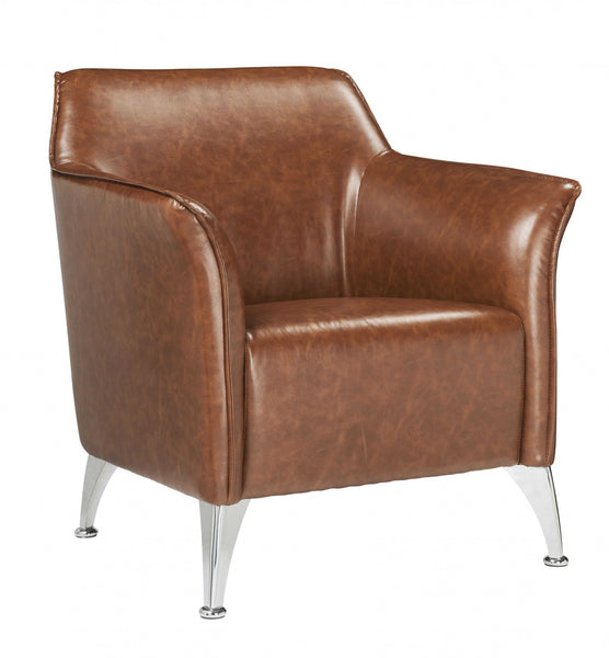 31' X 33' X 33' Brown PU Upholstery Metal Leg Accent Chair