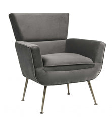 29' X 32' X 36' Gray Velvet Upholstery Metal Leg Accent Chair