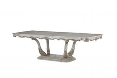 44' X 102' X 30' Antique White Wood Dining Table wPedestal