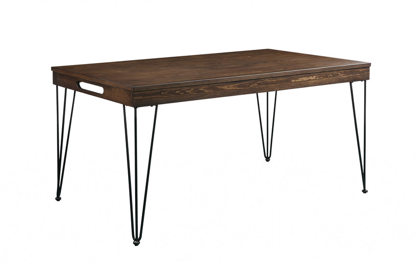 36' X 60' X 30' Walnut Black Metal Wood Dining Table