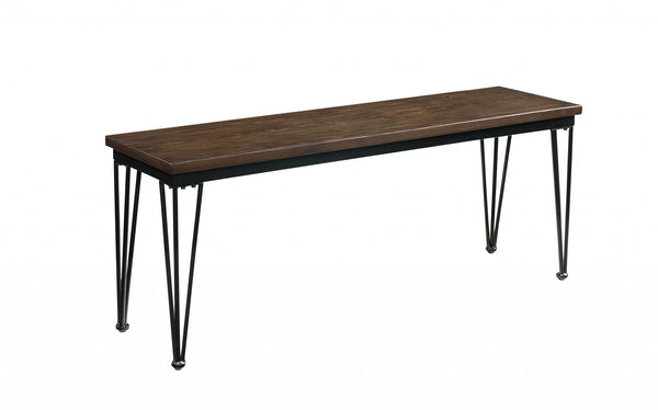 13' X 48' X 18' Walnut Black Metal Wood Bench