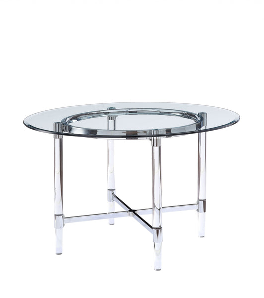 48' Striking Round Glass and Acrylic Dining Table