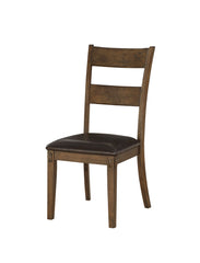 19' X 21' X 39' Faux Leather Upholstered and Dark Oak Wood Side Chair