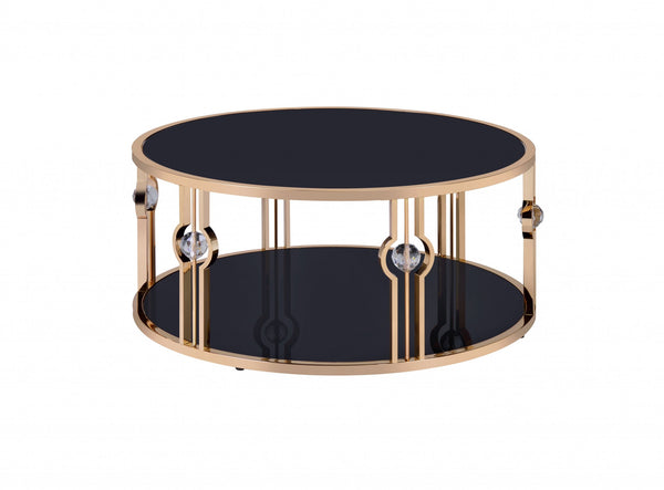 40' X 40' X 18' Metal Glass Coffee Table and Gold  Black Glass