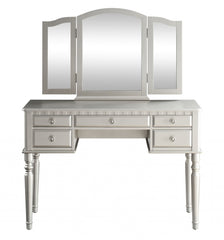 19' X 43' X 54' PU Silver Wood Mirror Upholstered (Seat) Vanity Set