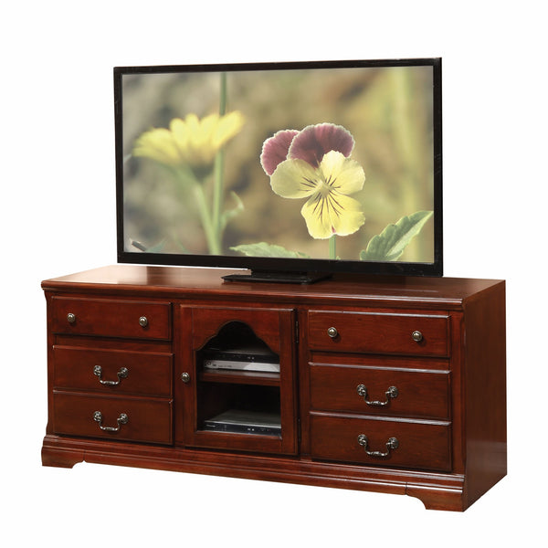 19' X 58' X 26' Cherry Wood Glass TV Stand