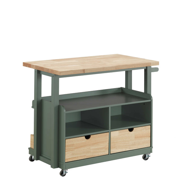 24' X 43' X 35' Natural Green Wood Casters Kitchen Cart