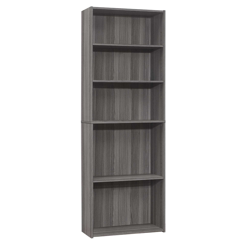 11.75" x 24.75" x 71.25" Grey 5 Shelves  Bookcase