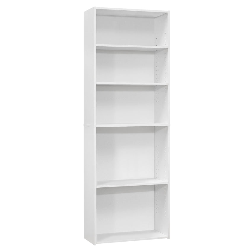 11.75" x 24.75" x 71.25" White 5 Shelves  Bookcase