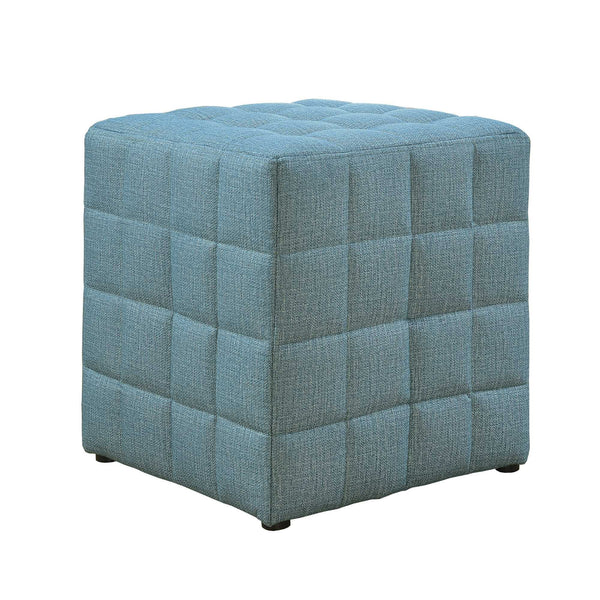 16.75" x 16.75" x 17" Light Blue Linen Look Fabric  Ottoman