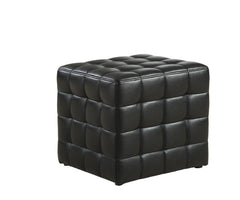 16.75" x 16.75" x 17" Black Leather Look Fabric  Ottoman