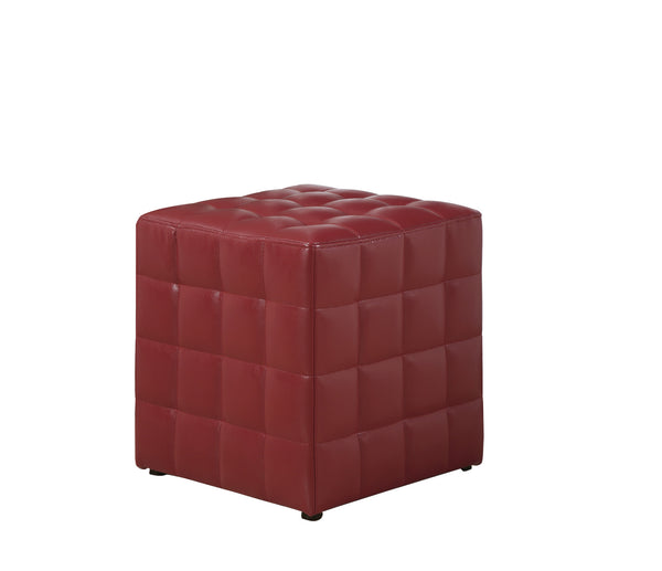 16.75" x 16.75" x 17" Red Leather Look Fabric  Ottoman