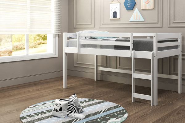 White Wooden Mini Loft Bed