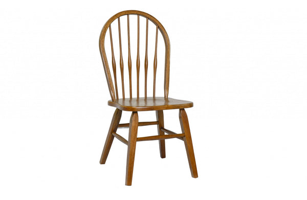 Rounded Back Burnished Brown Hardwood Dining or Side Chair