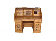 Two Tier Harvest Oak Hardwood Deluxe Roll Top Desk