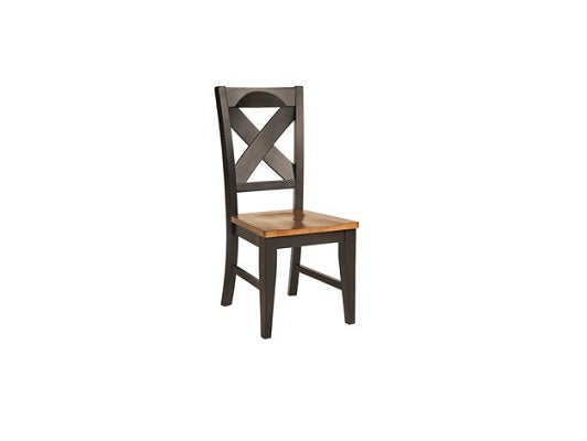 Updated Two Tone X Back Hardwood Dining Chair  Black