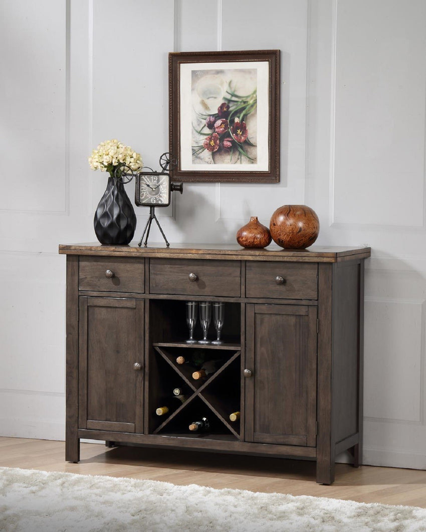 Rustic Whitewash and Black Hardwood Kitchen Island