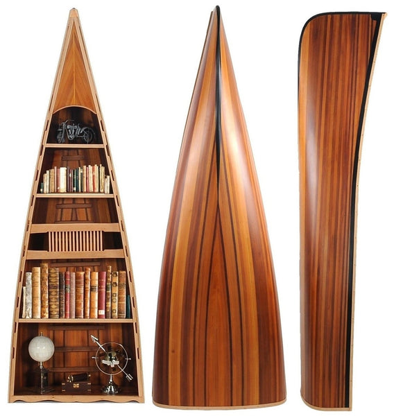 31" x 90" x 20.5" Wooden Canoe  Book Shelf