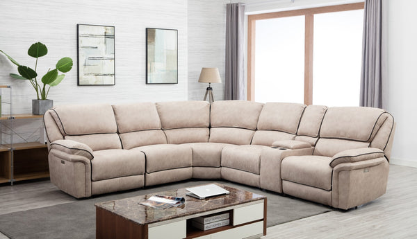 91 X 114" X 41" Beige  Power Reclining Sectional